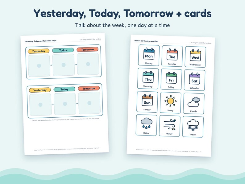 Days of the Week and Weather Chart for Kids, Autism ADHD Today Board, Printable image 3
