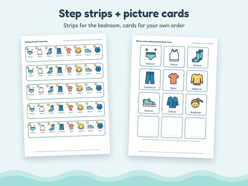 Getting Dressed Visual Schedule, Autism ADHD Dressing Sequence Cards for Kids, Printable image 3