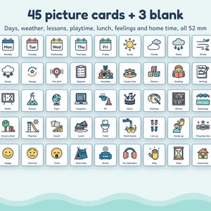 School Visual Timetable for Kids, 45 Picture Cards, Editable Blanks, Autism ADHD SEN Printable image 3