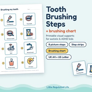 Self Care Visual Schedule Bundle, 4 Kits, Autism ADHD Toilet, Handwashing, Tooth Brushing, Dressing afbeelding 5
