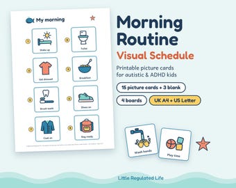 Morning Routine Visual Schedule for Kids, Autism ADHD Picture Cards (Digital Download)