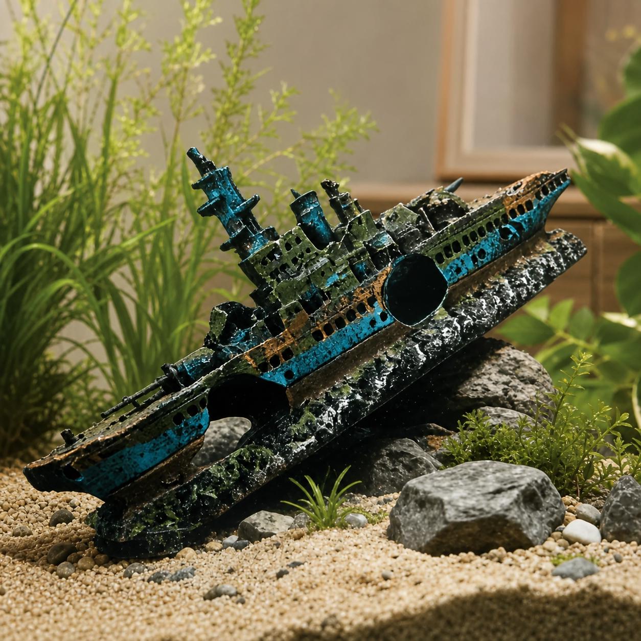 fish tank accessories shipwreck UNEAK Ornaments by imagitarium The Pirate Ship Aquarium Decoration