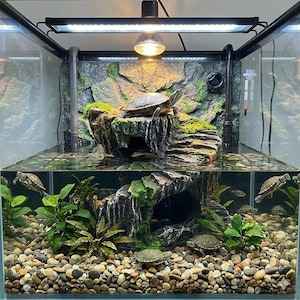 Dekor żółw z żywicy platforma do wygrzewania do akwarium kryjówka efekt naturalnej skały do terrarium