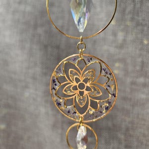 Roséa Suncatcher • Glass Crystal • Handcrafted Light Decor • Spiritual Suncatcher • Home Decor - Flower and Resin