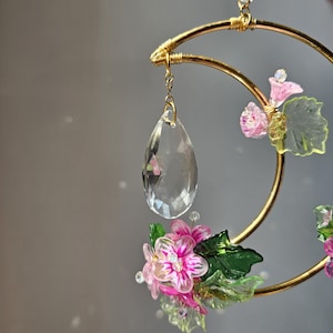 Bloom Suncatcher • Glass Crystal • Hand Painted Flowers • Handcrafted Light Decor • Spiritual Suncatcher • Home Decor