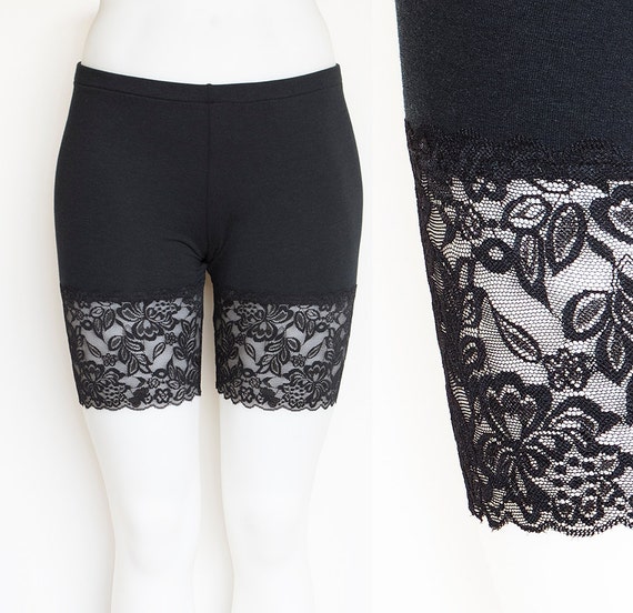 black biker shorts with lace