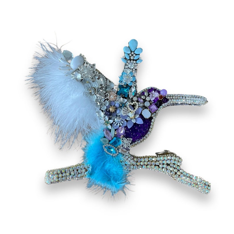 JEWELED HUMMINGBIRD STATUE Upcycled Vintage Jewelry Handmade - Etsy