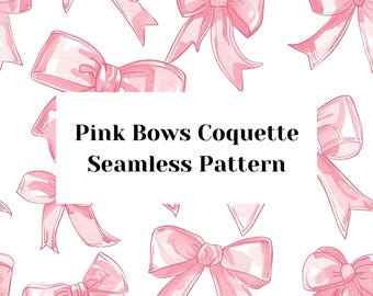Coquette Pink Bow Seamless Pattern – Girly Ribbon Digital Paper, Pink Bows Background, Repeating Pastel Bow Pattern for Scrapbook & Crafting