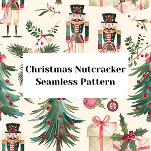 Akvarell jul nötknäppare sömlöst mönster (digitalt papper)