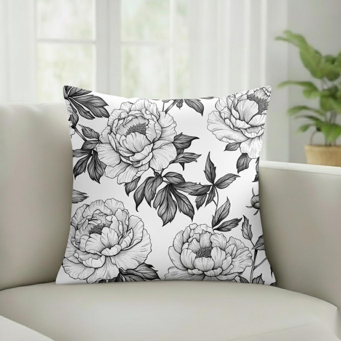 20 Vintage Peony Seamless Patterns | Botanical Line Art Floral ...