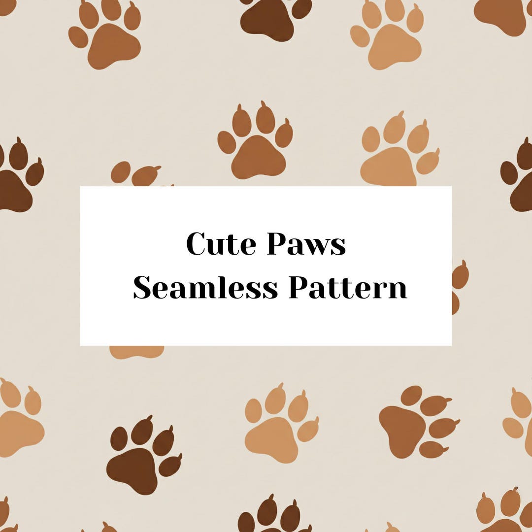 Paper Paws Pattern Cute Paws Seamless Pattern | Brown Paw Print Digital Paper | Animal ...