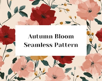 Florales nahtloses Muster | Bunter Blumen Hintergrund | Warmer Vintage Blumendruck für Stoff, Tapete & Handwerk Design | Digitales Papier