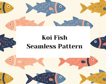 Koi Fish Seamless Pattern – Nautical Fabric, Scrapbooking (Digital Paper)