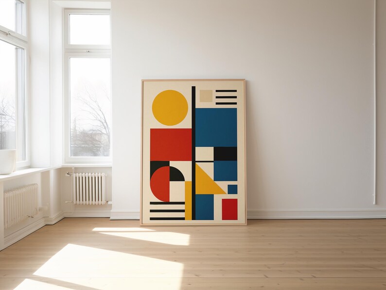Bauhaus Geometric Wall Art Print – Mid-century Modern Decor (digital ...