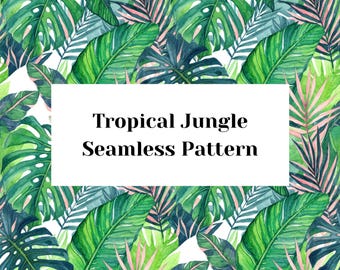 Aquarell tropisches Dschungel-Muster – Monstera, Palme und exotische Blätter Digitales Papier für Stoffe, Scrapbooking und zum Basteln