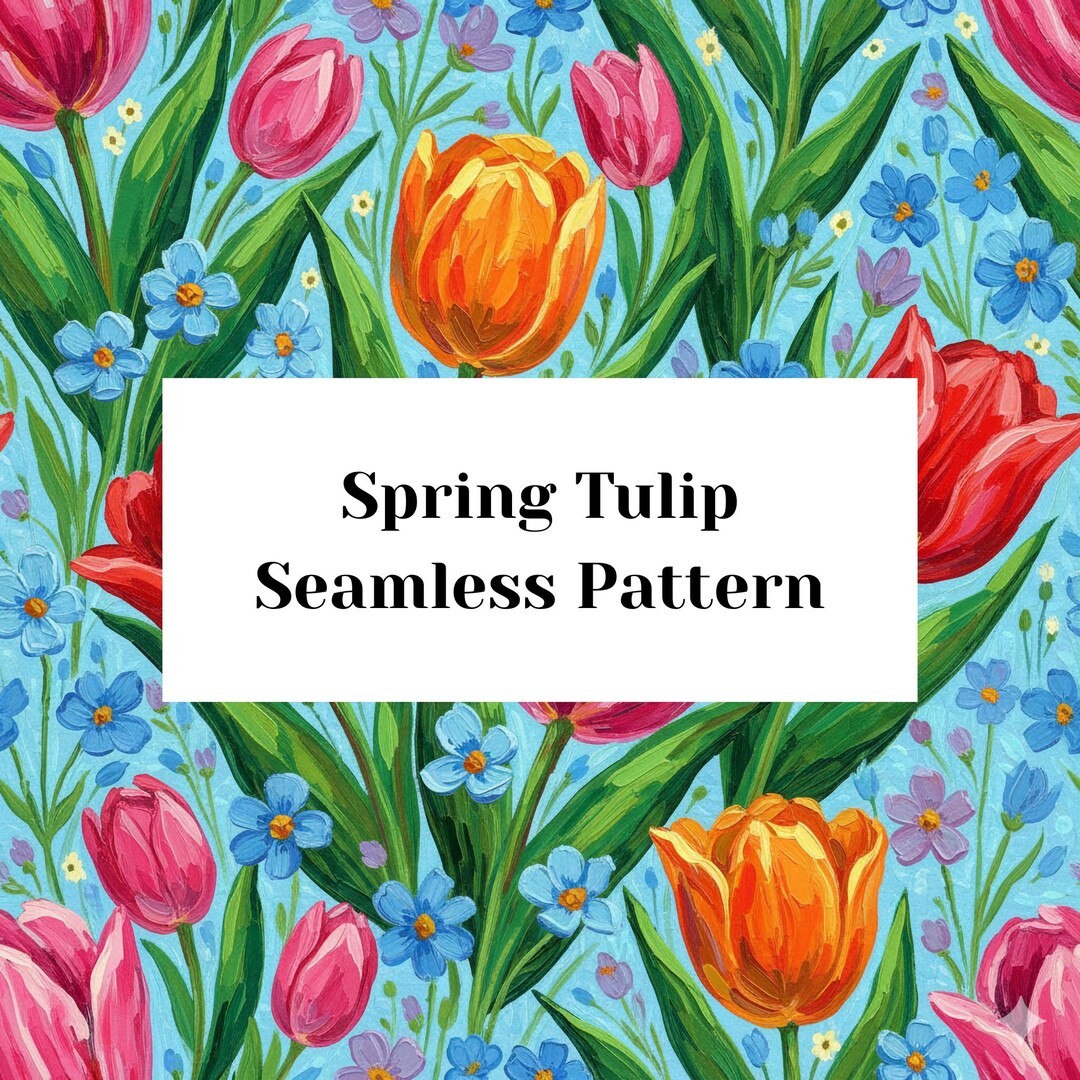 Tulip Garden Seamless Pattern | Colorful Spring Floral Digital Paper ...