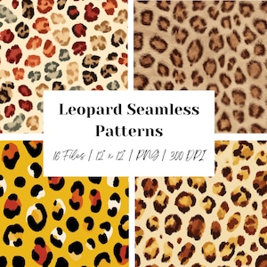 Seamless Leopard Pattern Bundle, Commercial Use, 300 DPI Digital Paper for Scrapbooking, Fabric, Sublimation, Wall Art and Crafting