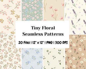 Floral Seamless Pattern Bundle | Cottagecore Digital Paper (PNG)