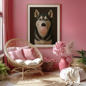 Impression drôle de chewing-gum Husky : art original de chien sibérien (fichier PNG à téléchargement numérique)
