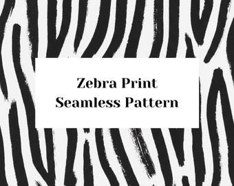 Brushstroke Zebra Print Seamless Pattern | Animal Digital Paper