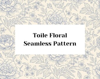 Elegant Blue Toile Seamless Pattern, Blue Chinoiserie Floral Pattern,  Flowers and Vines Pattern, Dainty Floral Vine Pattern PNG 300 DPI