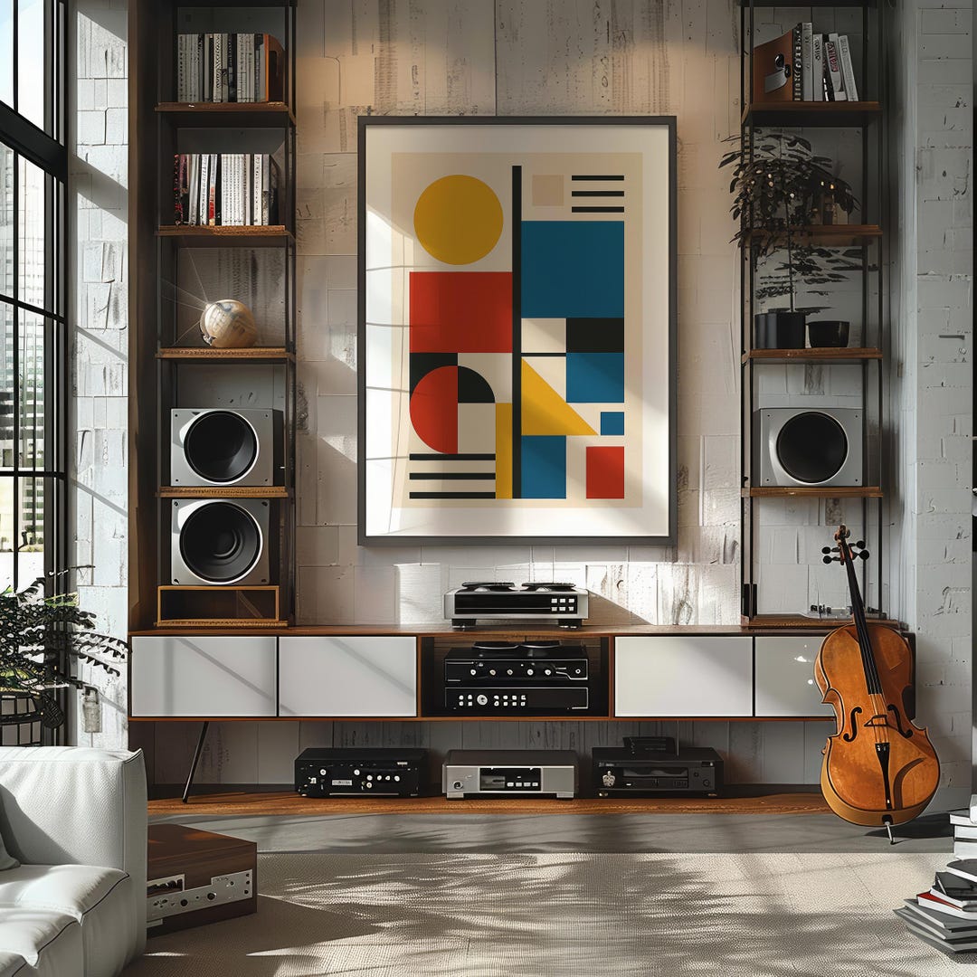 Bauhaus Geometric Wall Art Print – Mid-century Modern Decor (digital ...