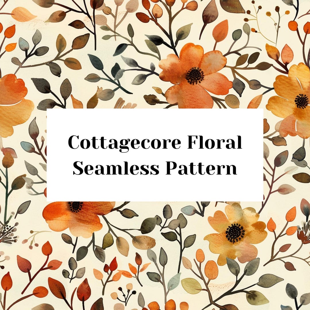 Cottagecore Floral Seamless Pattern | Fall Meadow (PNG Digital Paper ...