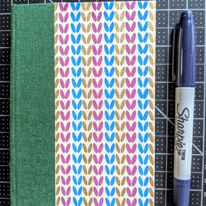 Small Lined Handbound Hardcover Journal Red Blue Gold Hoofprints