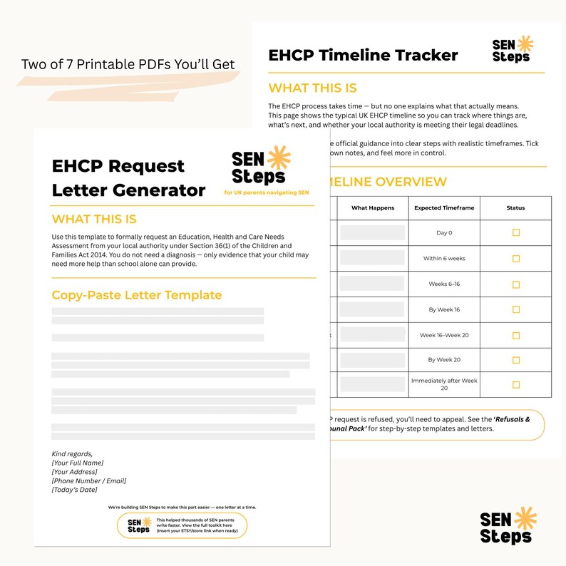 EHCP Journey Pack | Templates, Letters & Timeline Tools for UK SEN ...