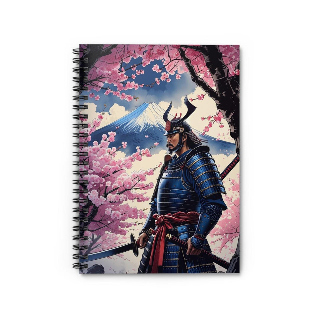 Samurai Notebook Spiral Notebook - Anime Samurai Sunset Katana, Epic Cinematic Mood ...