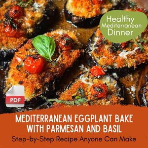 Einfaches Auberginen-Parmesan-Auflauf-Rezept | Gesundes mediterranes Abendessen | Vegetarisches Essen Idee | Sofortiger PDF-Rezept-Download