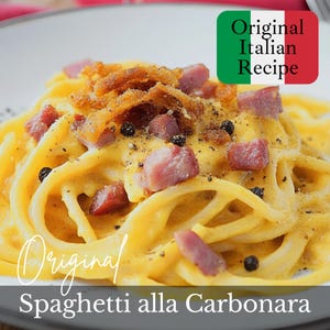 Authentic Italian Carbonara Recipe | Easy Roman Pasta with Guanciale & Pecorino | Printable Digital Recipe Card
