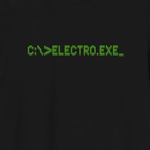 ELECTRO.EXE – Retro Electro T-shirt (Ekologisk) för gammaldags dator- och musikälskare