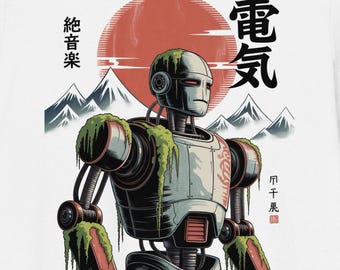 Ukiyo-e Robot T-Shirt: Organic Cotton Electro Music Tee