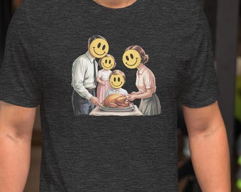 Acid Smiley Face Graphic Tee: Vintage 1950s Family Turkey T-Shirt