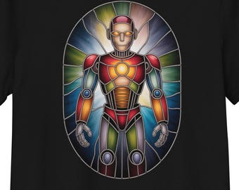 Stained Glass Robot – Organic Cotton Tee for Synth & Tech Fans