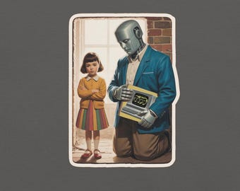 Girl and Robot T-Shirt: Vintage 60s Kraftwerk Computer World Fan Tee