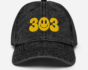 Gorra negra lavada Acid Smiley: Tributo a la Rave 303 de la época