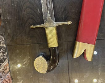 Hand Forged Damascus Steel Kilij Sword: Ottoman Style Red Sheath