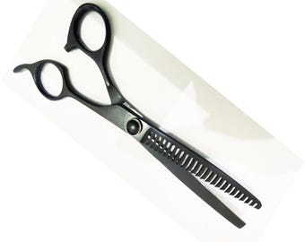 Matt Black Shark Teeth Pet Haircutting Thinning Scissors 8.5"