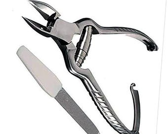 Stainless Steel Ingrown Toenail Cutter with Handle Lock, Soft Grip Clippers