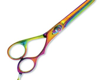 Rainbow Painted - Forest coated 5.5" Titanium Plasma color coated Barber Haircutting Scissors