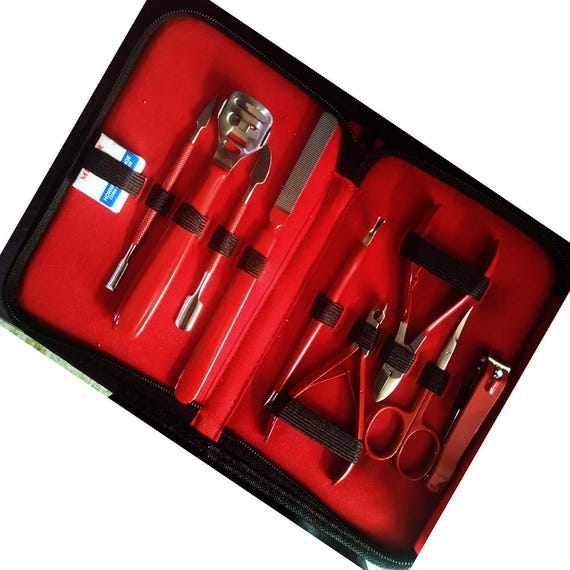 pink Powder coated Manicure Pedicure Kit Set