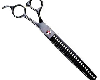 Matt Black Shark Teeth Pet Haircutting Thinning Scissors 8.5"