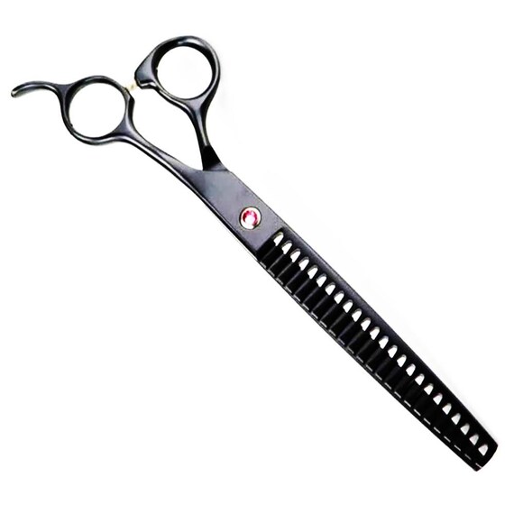 Matt Black Shark Teeth Pet Haircutting Thinning Scissors 8.5"