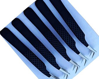 Matt Black Color coated Angled Nose Eyelash Tweezers - Eyebrow Tweezers