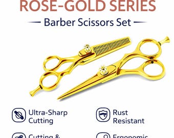 Rose Gold 5.5" Barber Haircutting Scissors kit - Scissors pair