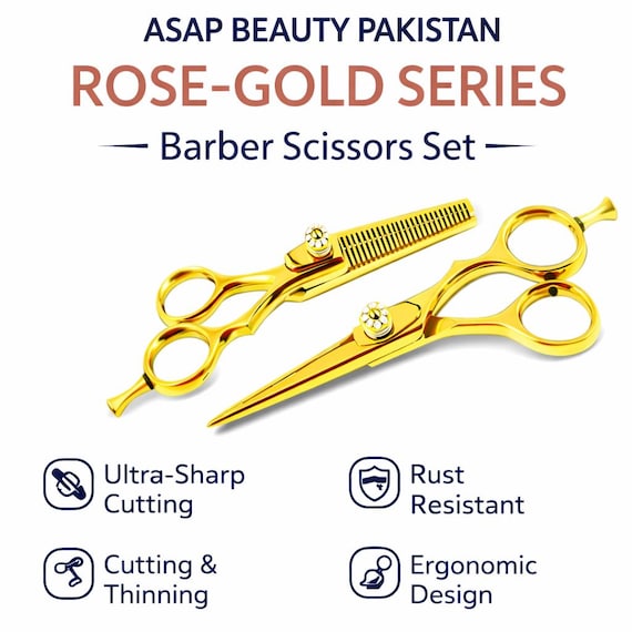 Rose Gold 5.5" Barber Haircutting Scissors kit - Scissors pair