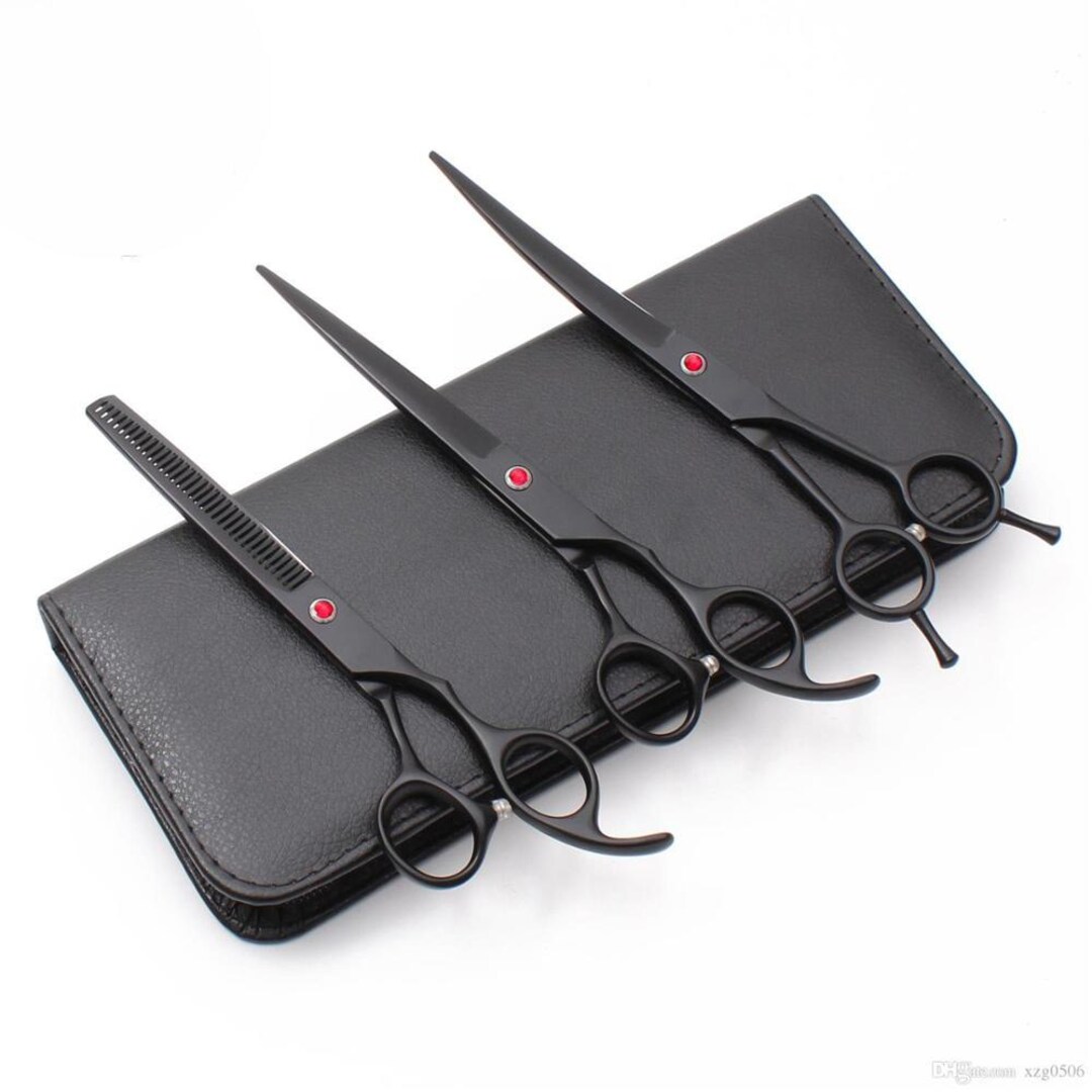 Light Weight 6.5-inch Matt Black Powder Coated Razor Scissors Set ...