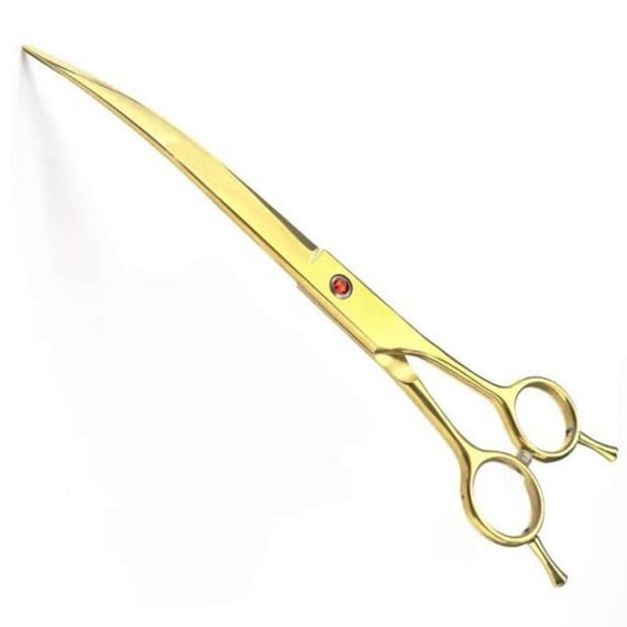 Rose Gold Curved Blade Pet Haircutting Scissors - Multi and Rainbow color coated